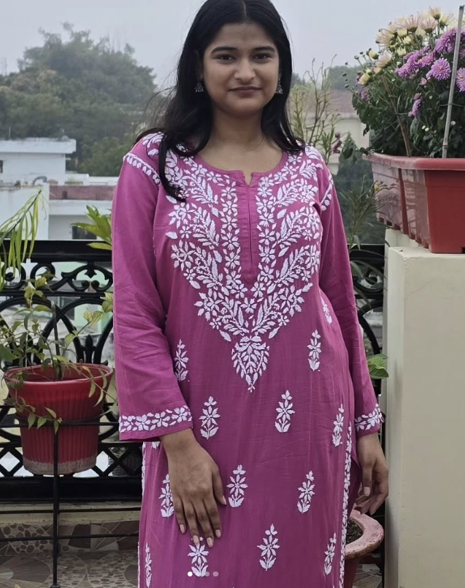 Pink Chikankari kurti