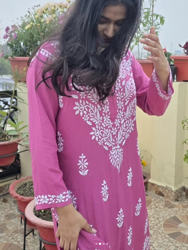 Pink Chikankari kurti
