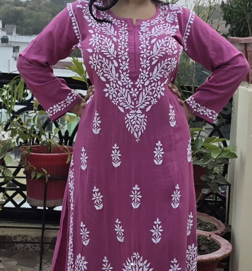 Pink Chikankari kurti