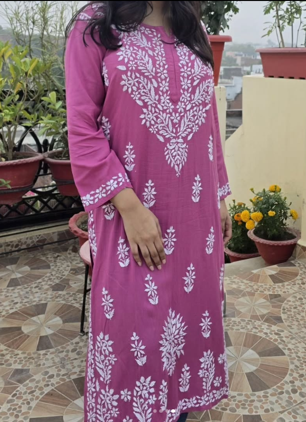 Pink Chikankari kurti