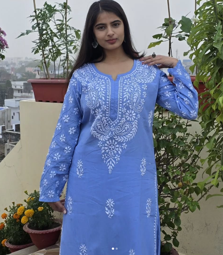 Blue Chikankari kurti
